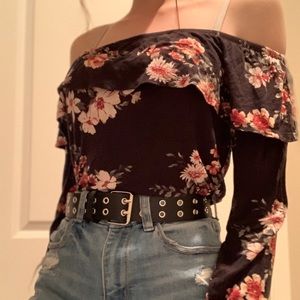 Floral off the shoulder long sleeve